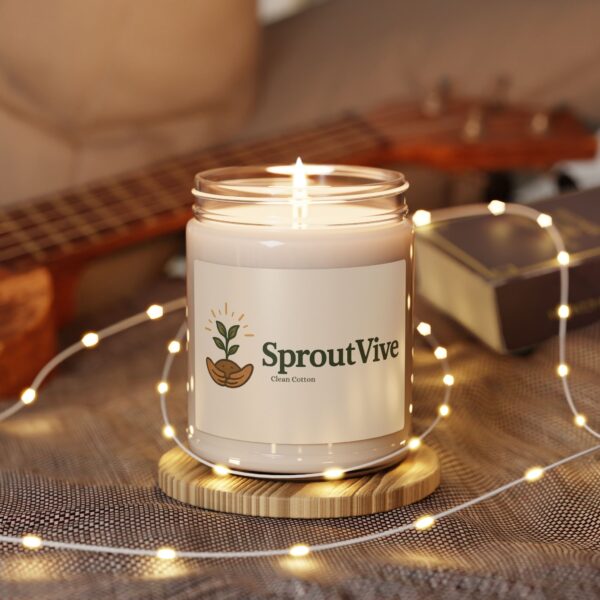 Clean Cotton Scented Soy Candle | Eco-Friendly Aromatherapy - Image 3